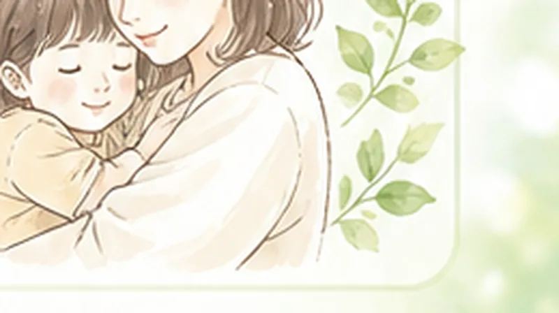 子どもを抱きしめるママのイラスト